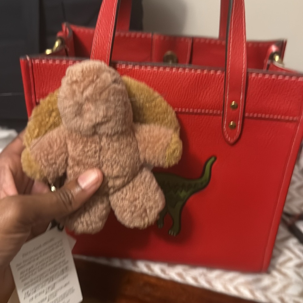 Coach Mini Plush Bunny Shoe Charm in Light Brown and Mustard - Picture 6 of 6